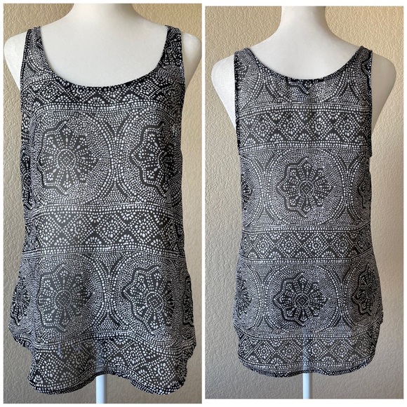 Old Navy sheer black patterned tank - small - Picture 1 of 2